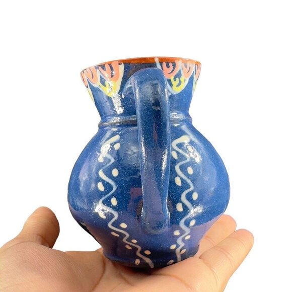 Vintage USA Folk Art RedWare Pottery Pitcher Creamer Hand Made Artist Marked VTG - Picture 3 of 14